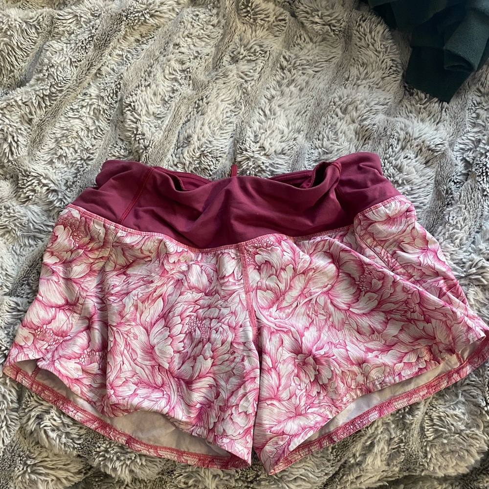 Lululemon Floral Pink and Burgundy Shorts